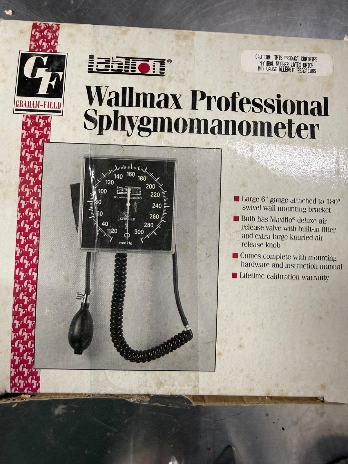 Labtron V222B Wallmax aneroid wall manometer w/ GE Critikon DURA-CUF adult