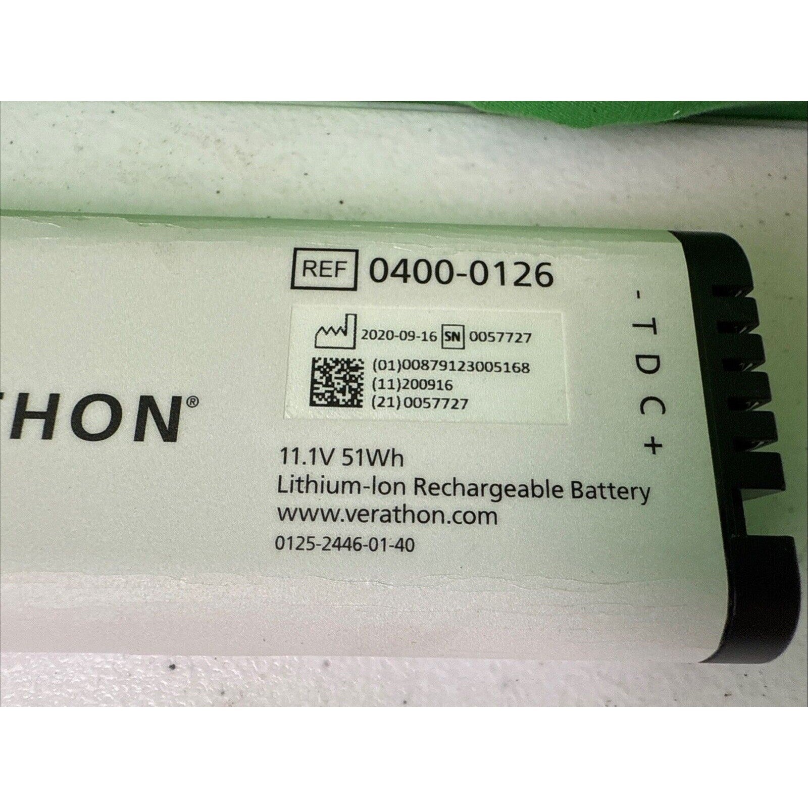 Verathon REF 0400-0126, 11.1V 51Wh Lithium-lon Rechargeable Battery