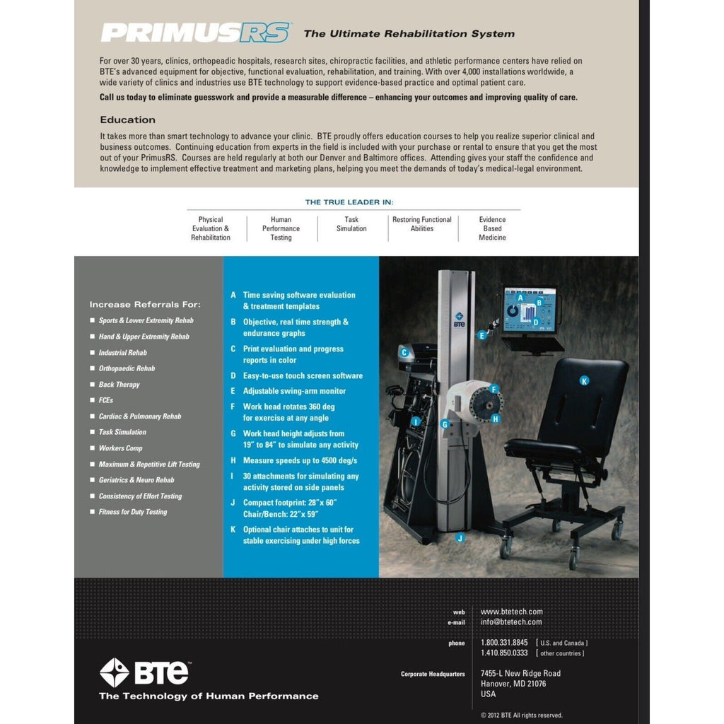 BTE Technologies Primus RS Physical Therapy Trainer ATTACHMENT 5 Pull Balls