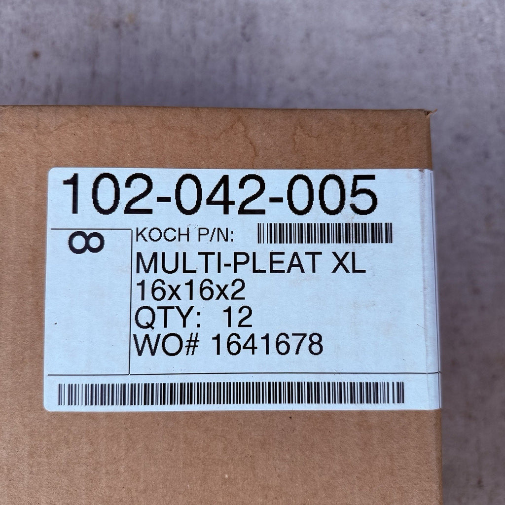 12-Pack 16x16x2 Koch Pleated XL Air Filters HVAC Furnace AC 102-012-005 &