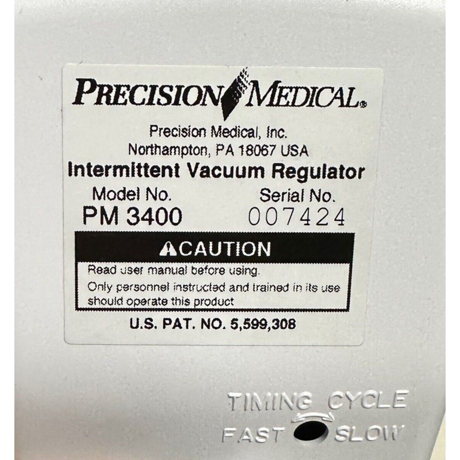 Precision Medical PM3400 Continuous/Intermittent Vacuum Regulator Working Unit
