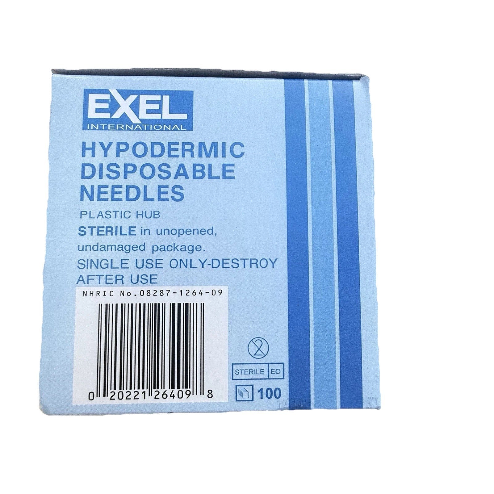 Exel Sterile Hypodermic, Disposable, Regular Wall, 23G x 1.5",  SIX BOXES of 100