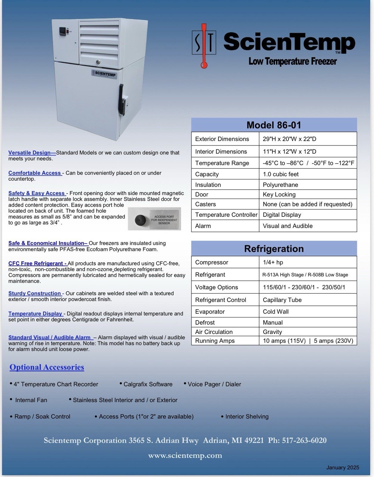 Scientemp 86-01A Ultra Cold Countertop Freezer (-45 C~-86 C) Tested working