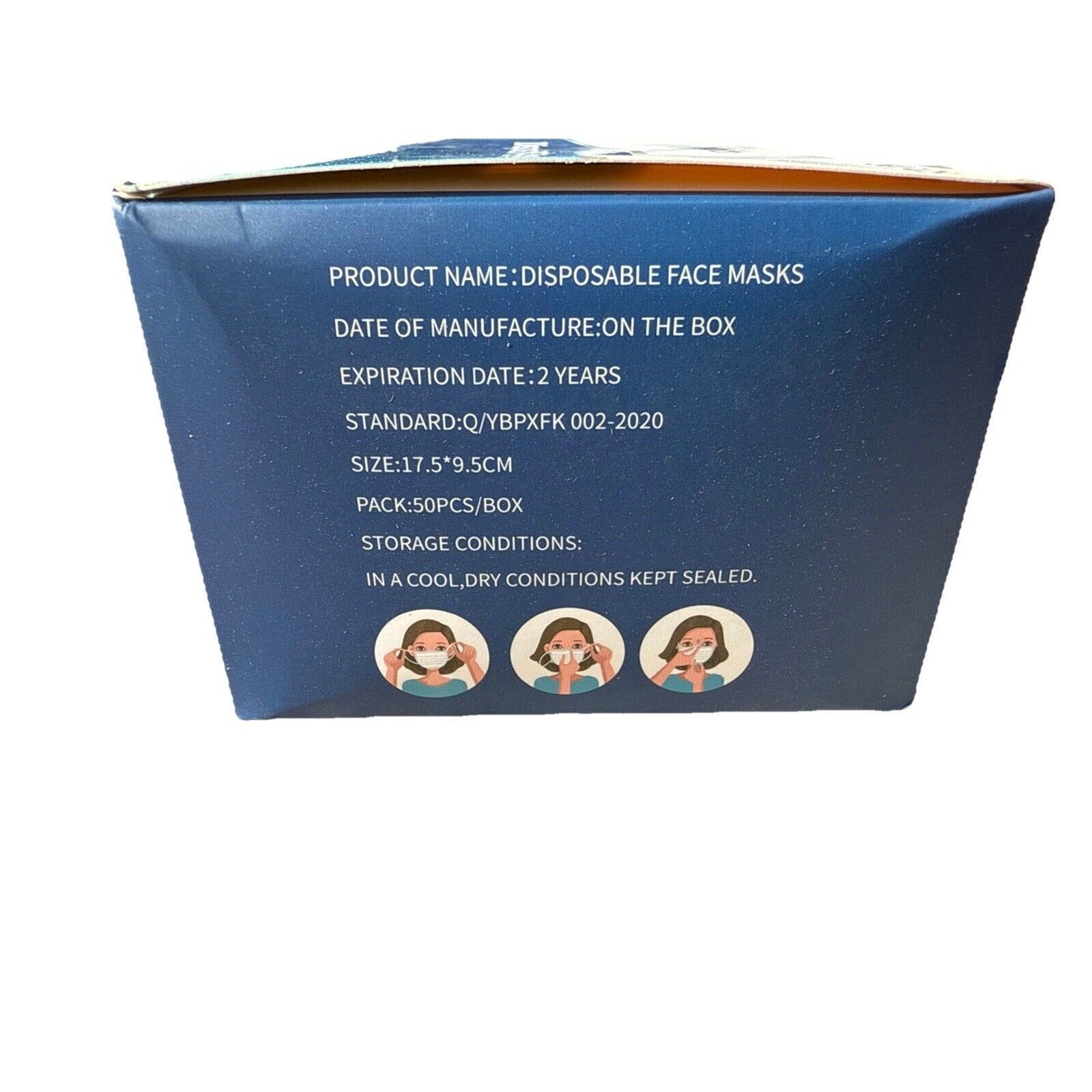 50 pcs Blue Face Mask Non Medical Surgical Disposable 3Ply Earloop Mouth Cover