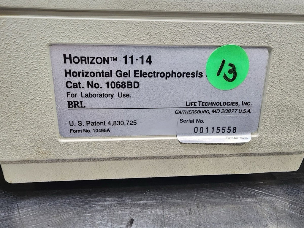 BRL Bethesda Laboratories Horizon  11-14Electrophoresis Horizontal Gel System