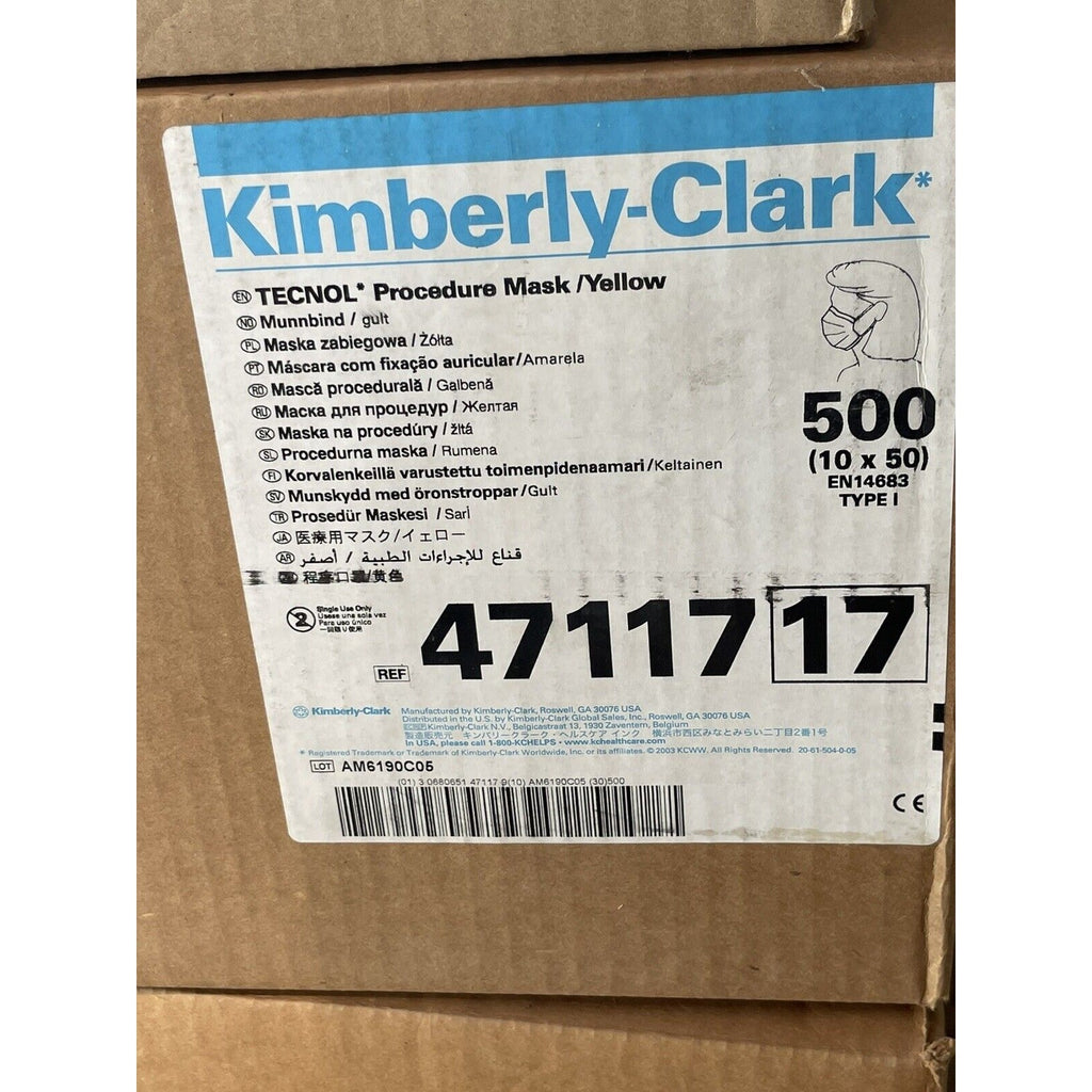 Kimberly Clark 47117-17 Tecnol Procedure Mask Yellow 500 Case
