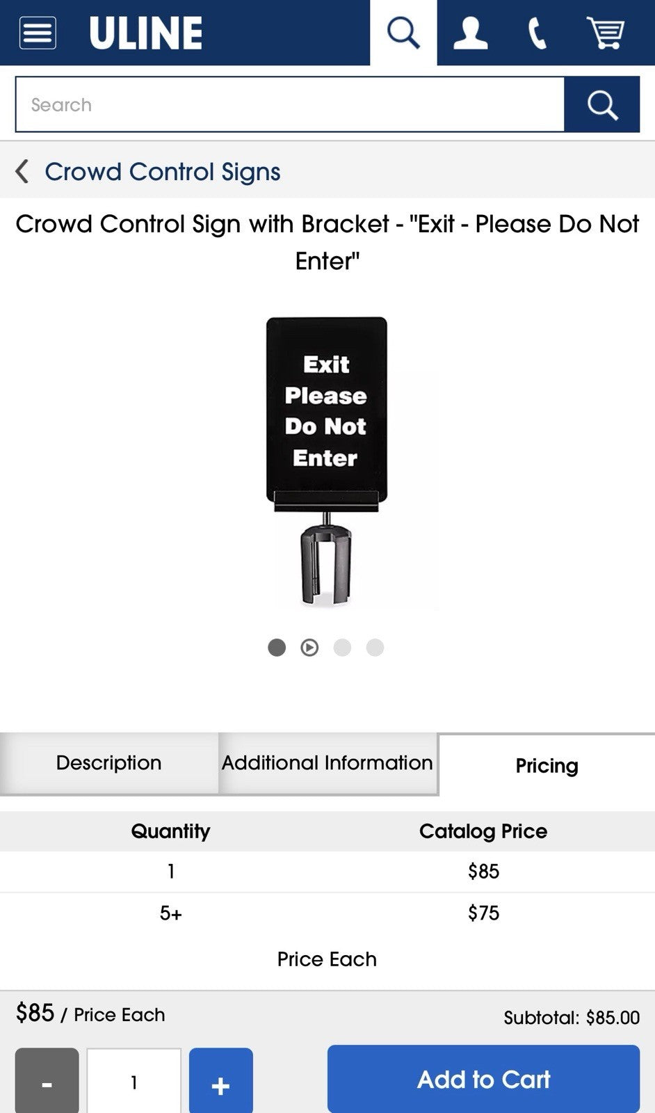 U-Line H-6418 Crowd Control Sign with Bracket, 7 Units