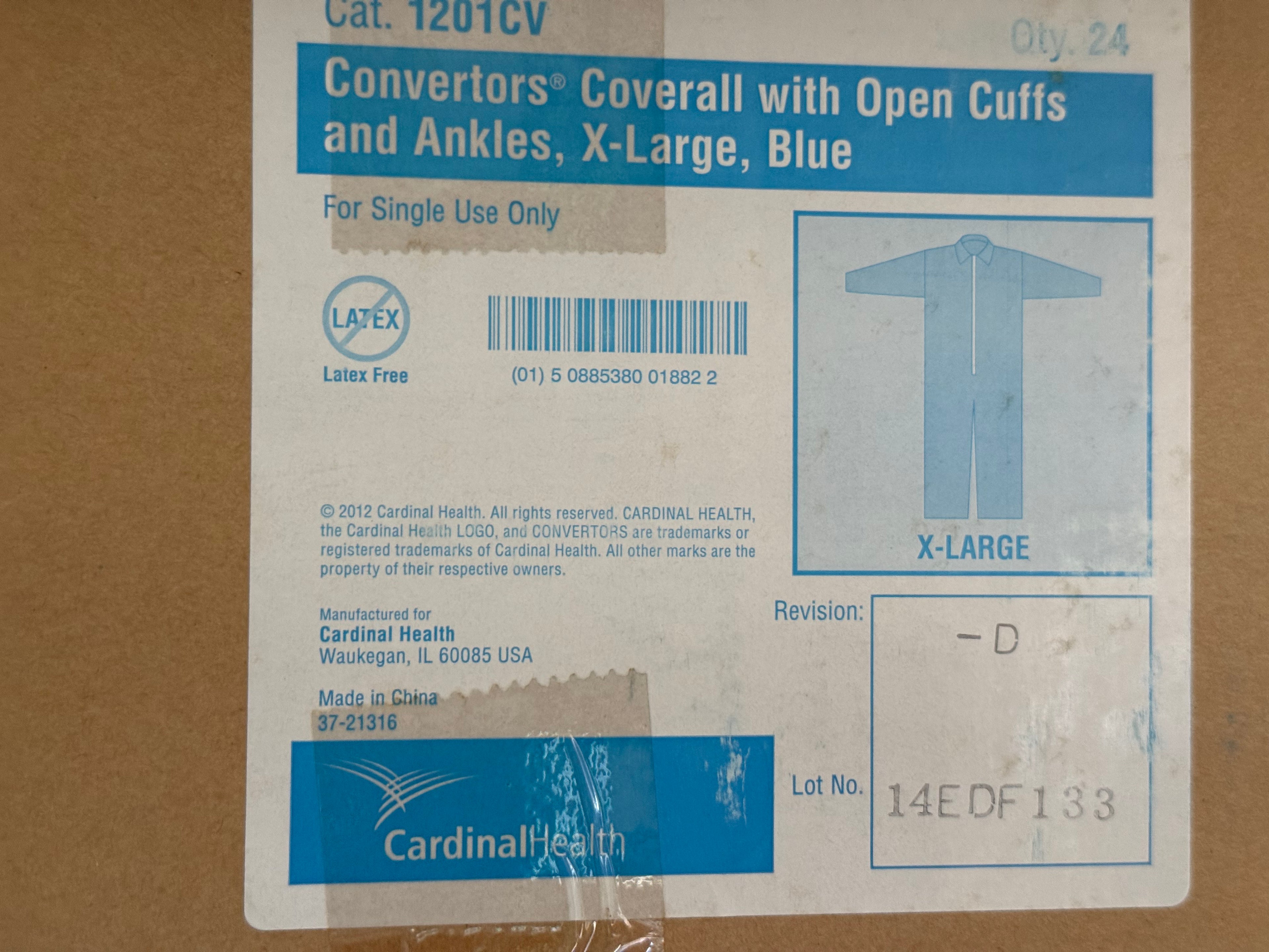 Convertors® Coverall with Open Cuffs and Ankles, X-Large, Blue