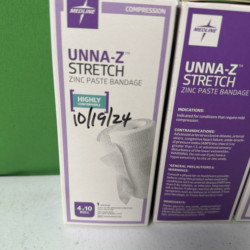 Medline UNNA-Z Stretch Zinc Paste Bandage 4"x10yds, NEW 10/19/2024