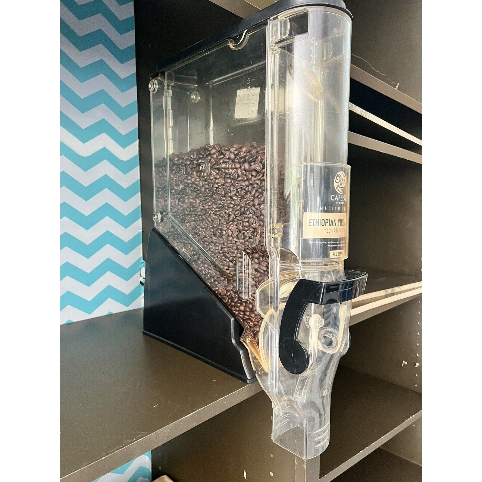 Trade Fixtures Radeus model 418 Gravity Bin Dispenser 2 Gallon, W/ Shelf Anchor