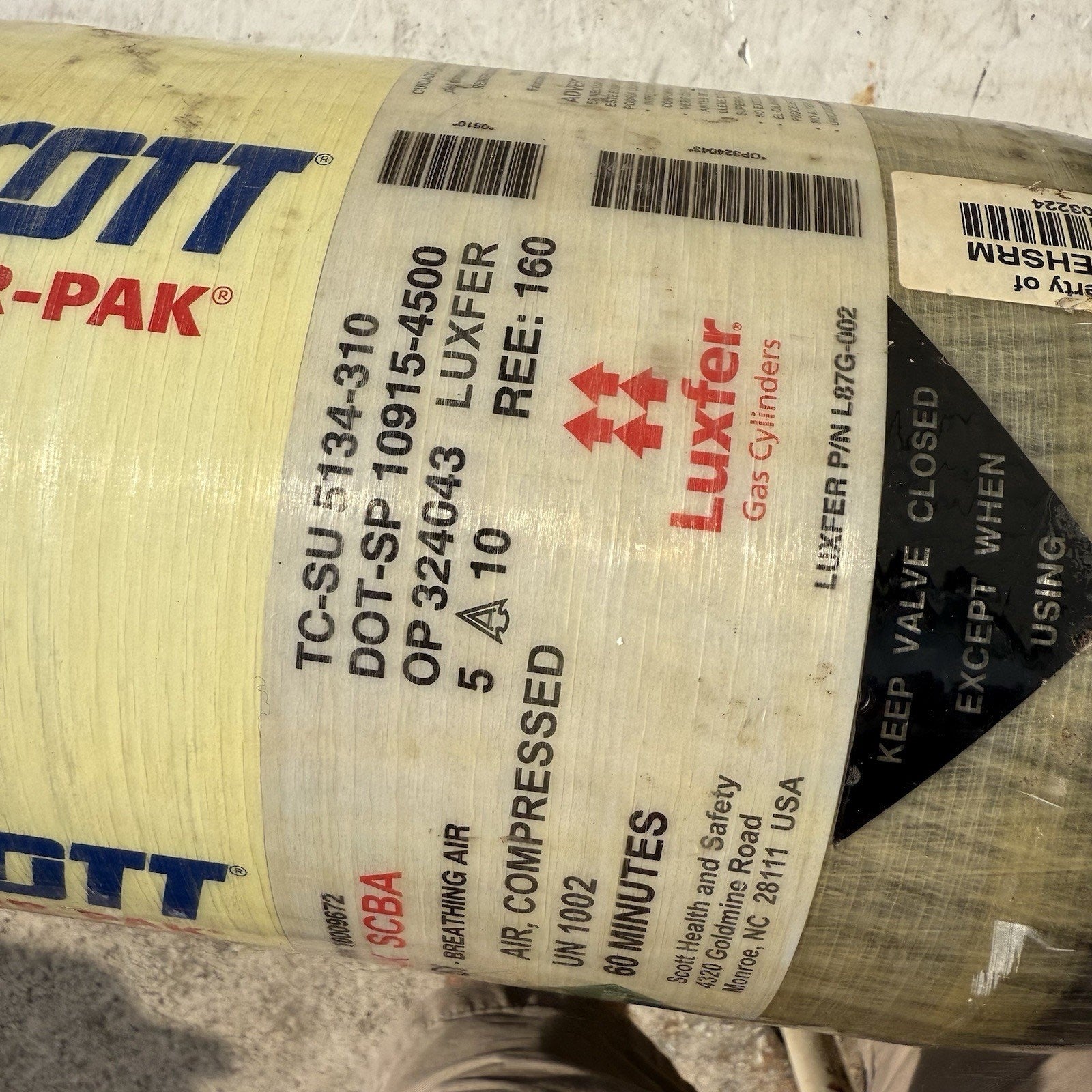 4 Tanks Scott/ MSA 4500psi TC-SU 5134-310 Ultra Elite, H-45 Low Profile Luxfer