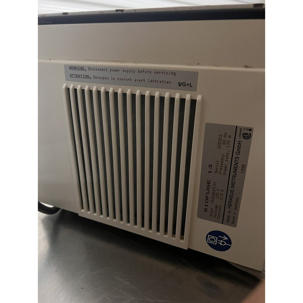 Baxter Heraeus Biofuge 13 Model 3637 W/ Heraeus Cat-No. 3743 - TESTED