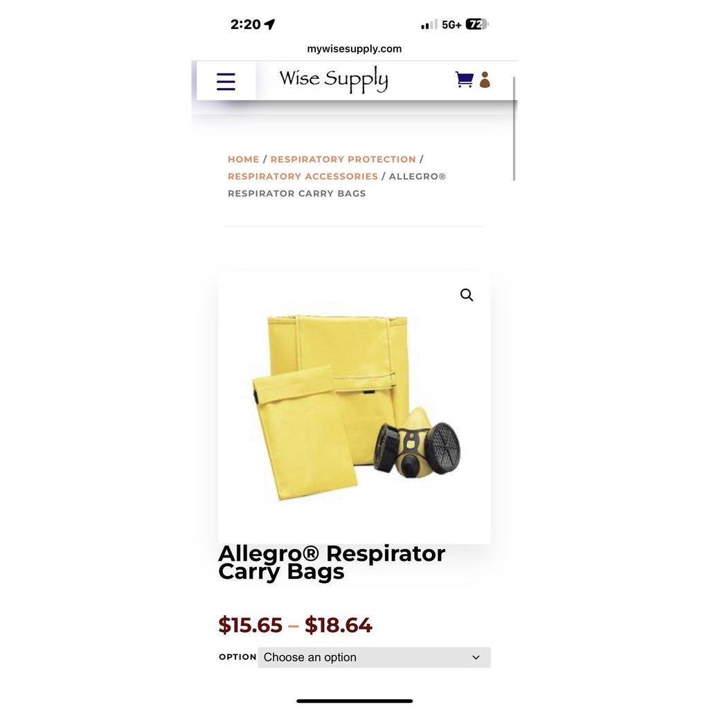 Carrying Bag for Half Mask Respirator w/ Belt Mount (Allegro #2010)