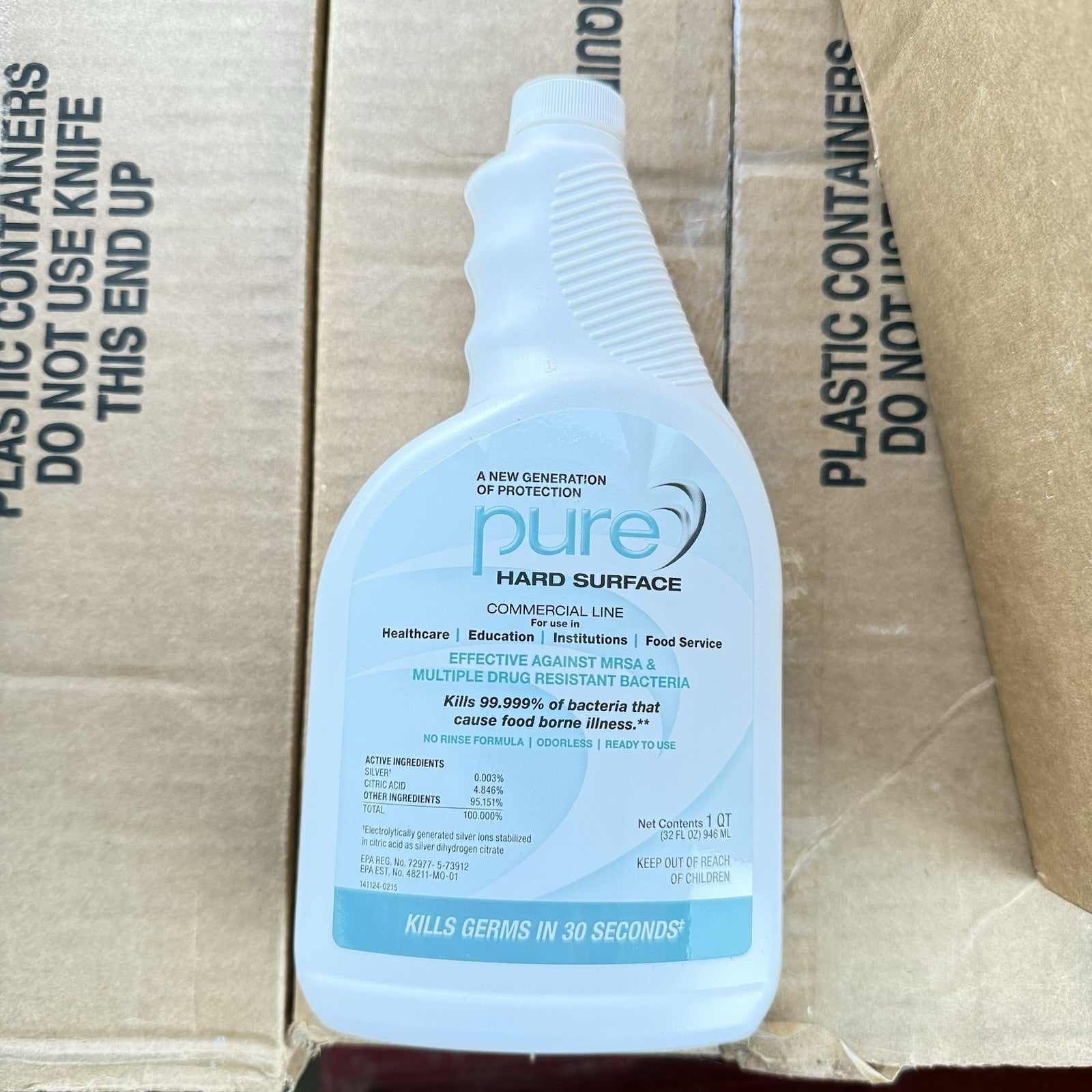 Case Of 12 PURE Hard Surface Commercial line Against Bacteria, 32 oz 93337