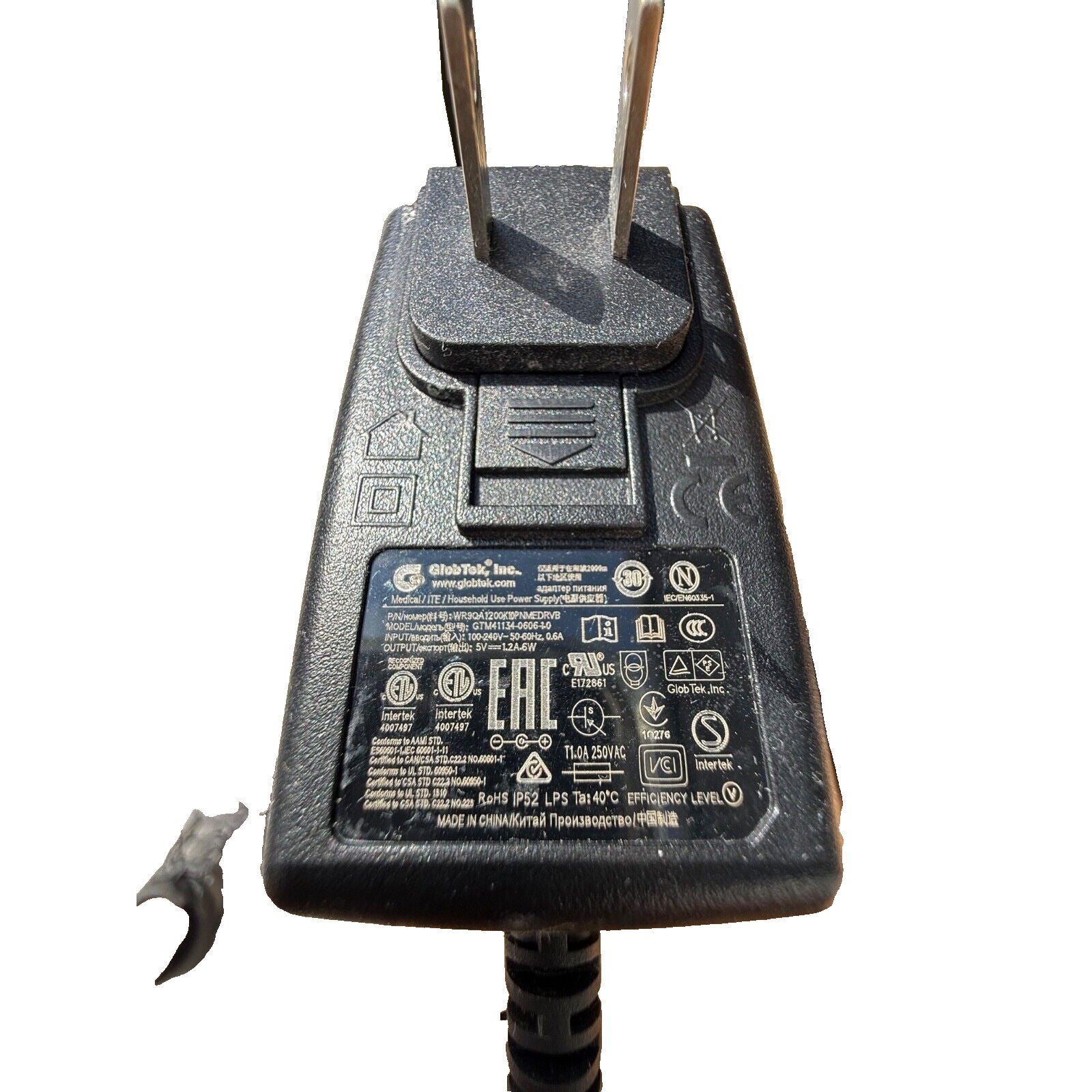 GlobTek Medical Power Supply GTM41134 Medical Power Supply 5V 1.2A 6W 100/240V