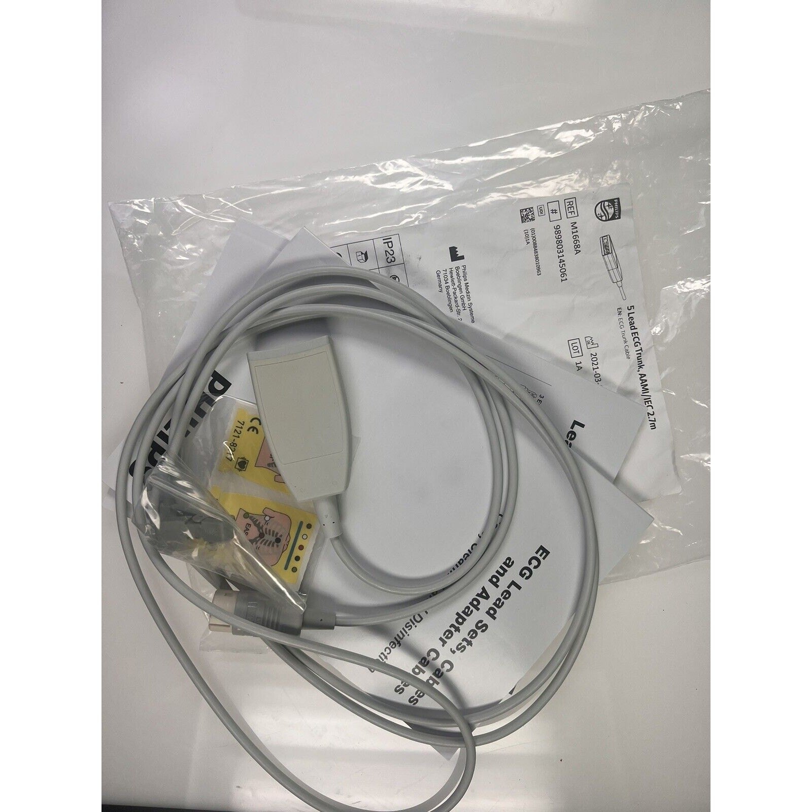 Philips M1668A CBL 5 Lead ECG Trunk, AAMI/IEC 2.7m, 989803145061, New unused