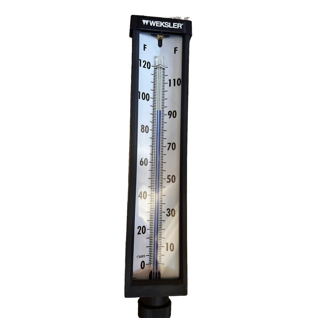 Weksler A935AF2 Adjust Angle Thermometer, 3-1/2" Stem, 9" Scale, 0-120F