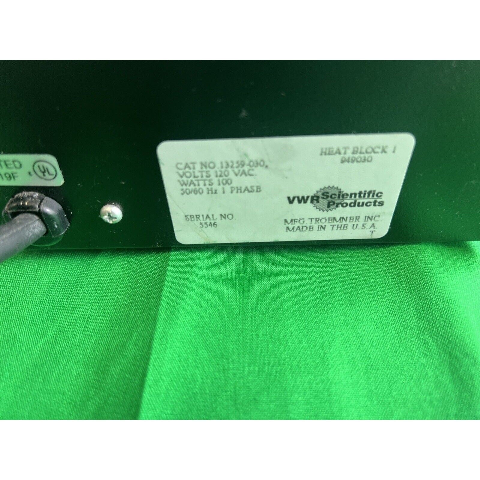 VWR Scientific Standard Heat Block 1 Cat. No. 13259-030 1949030. TESTED