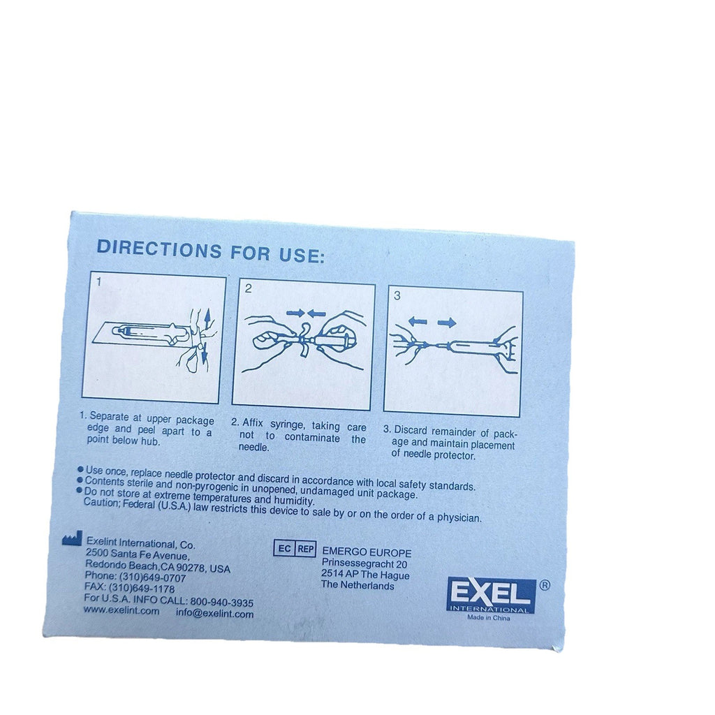 Exel Sterile Hypodermic, Disposable, Regular Wall, 23G x 1.5",  SIX BOXES of 100