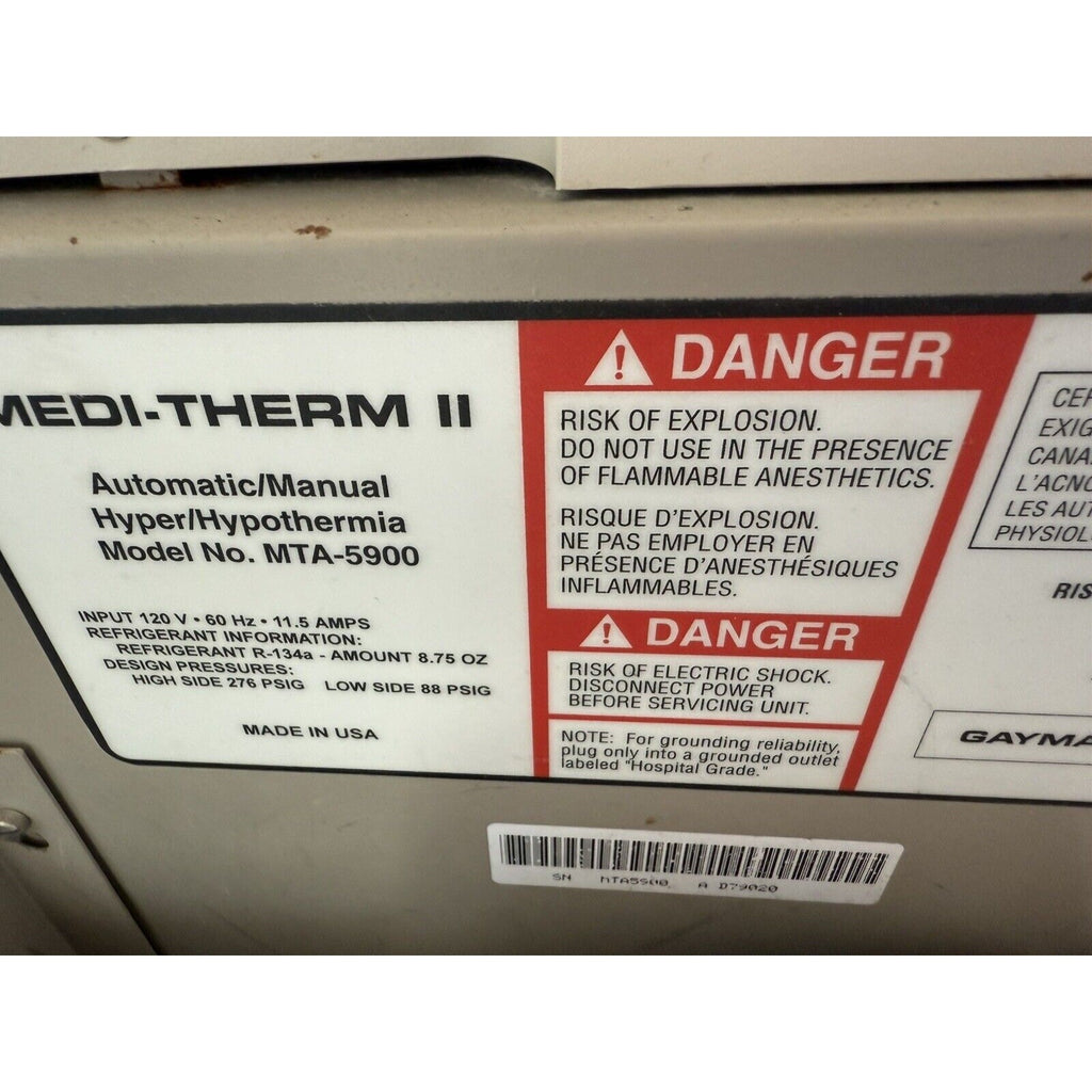Gaymar Medi-Therm III MTA5900 Warming Unit With Instructions & Quick reference