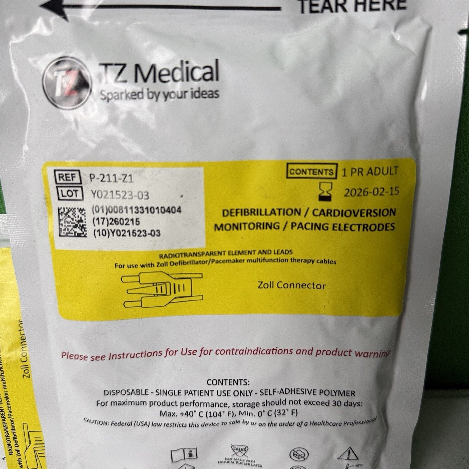 TZ MEDICAL P-211-Z1 Electrode Pad New/Sealed, 2026/02/01