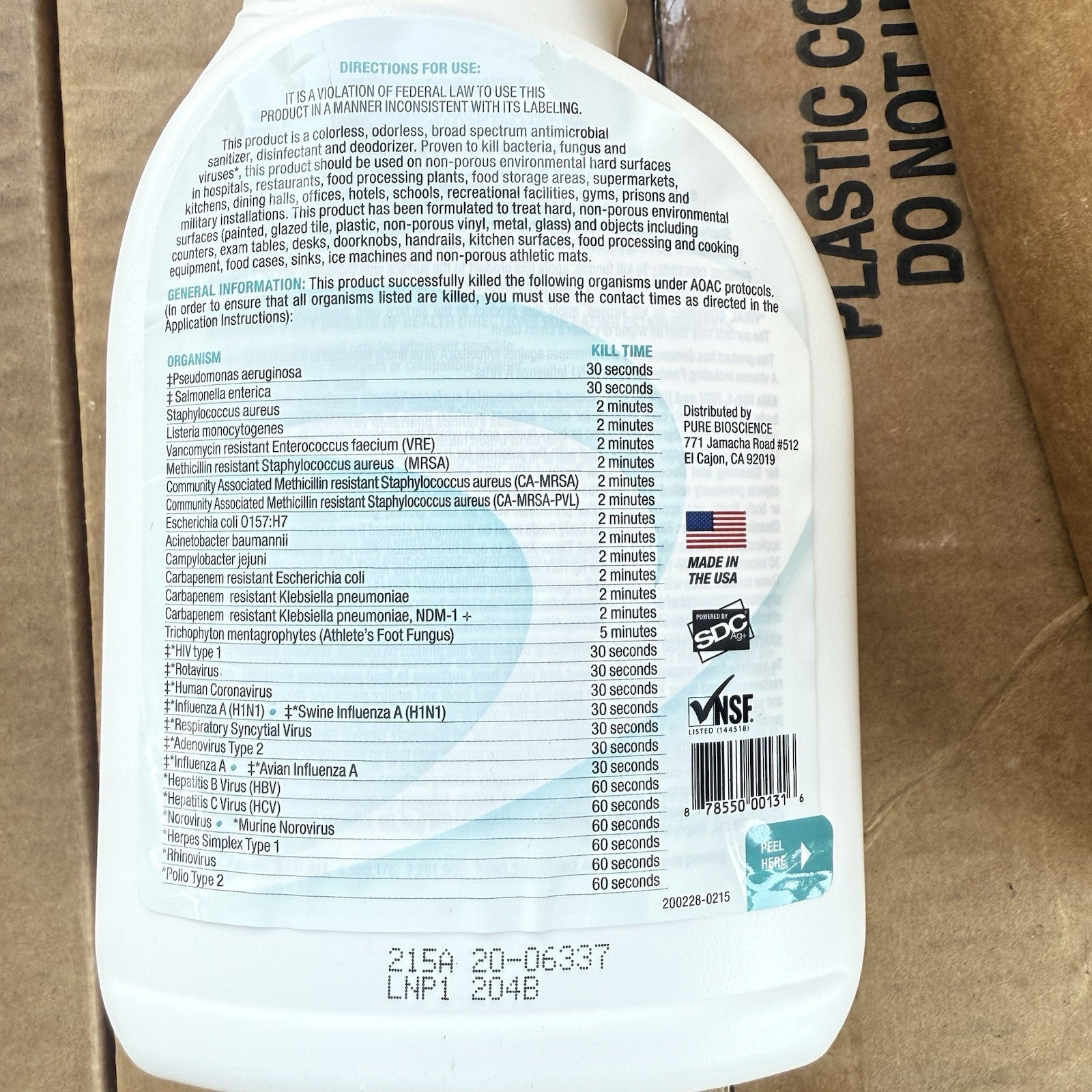 Case Of 12 PURE Hard Surface Commercial line Against Bacteria, 32 oz 93337