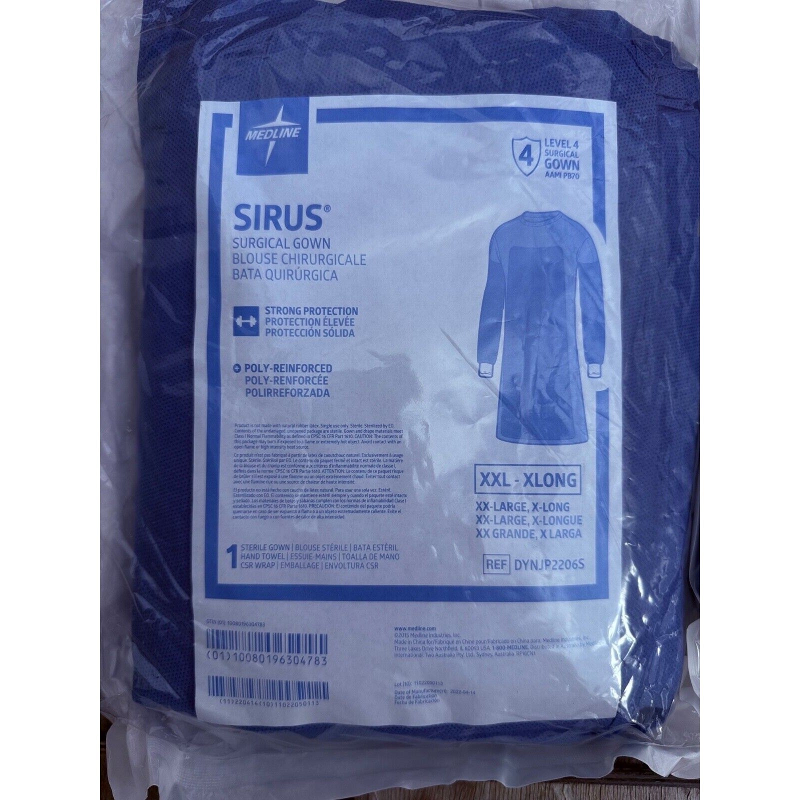 Medline SIRUS Surgical Gown Level 4 Size: XXLARGE-XLONG DYNJP2206S