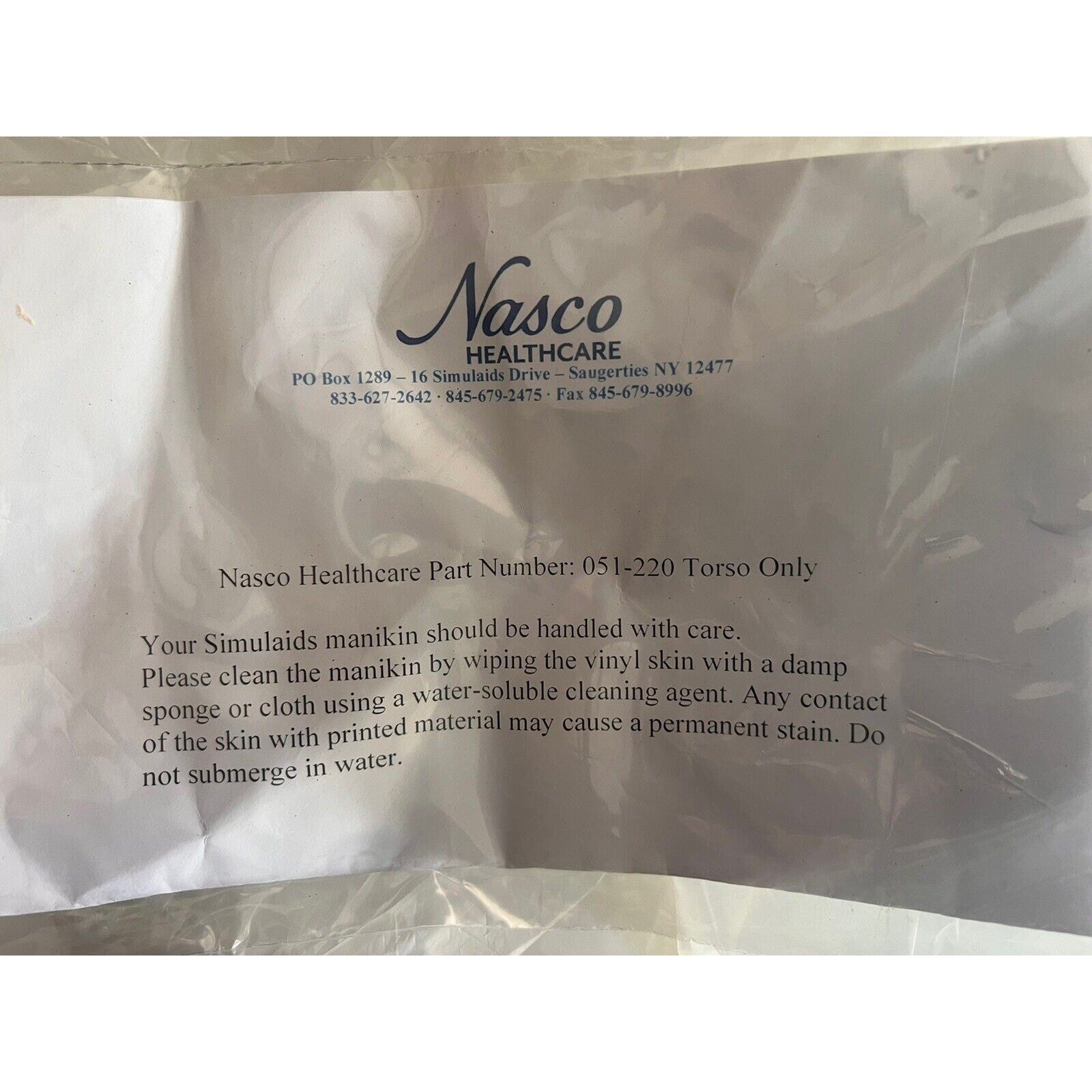 Adult CPR Manikin, Nasco Healthcare Part Number: 051-220 Torso Only
