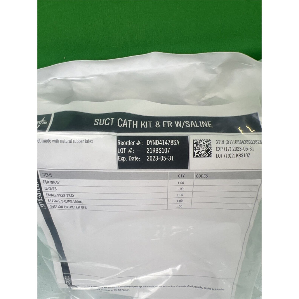 Medline SUCT CATH KIT 8 FR W/SALINE. Exp Date 5/31/2031