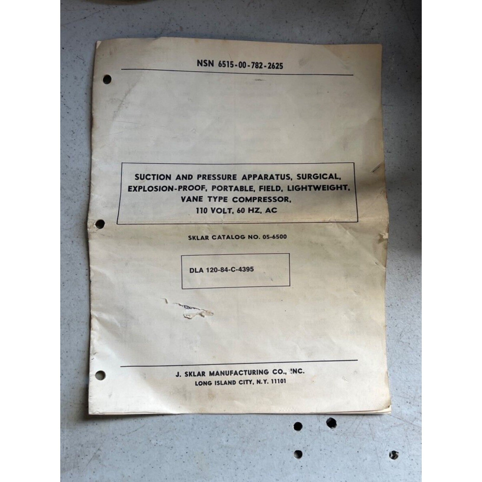 J. Skylar Mfg Co. DLA120-84-C-4395